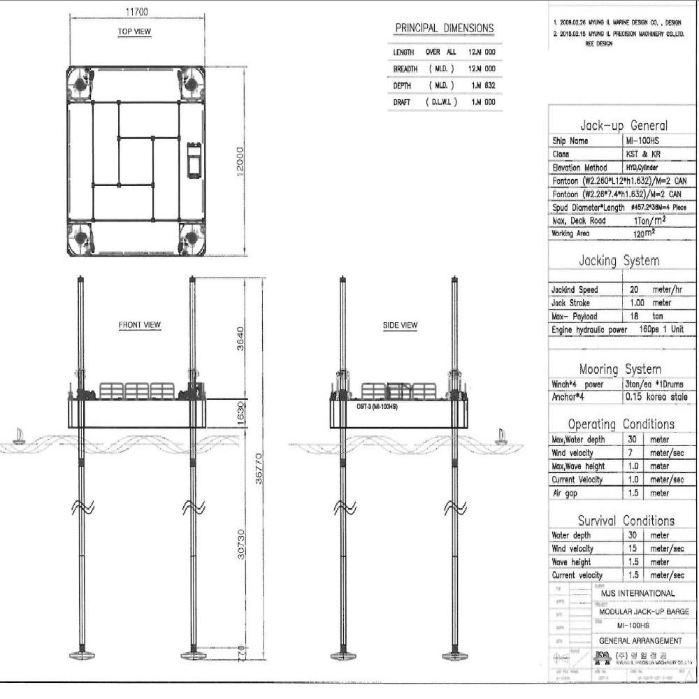High quality Korea barge_100HS jack-up barge