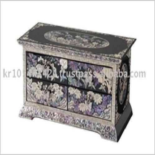 Mother of Pearl Jewelry Box , Flower&Birds, 4drawers 