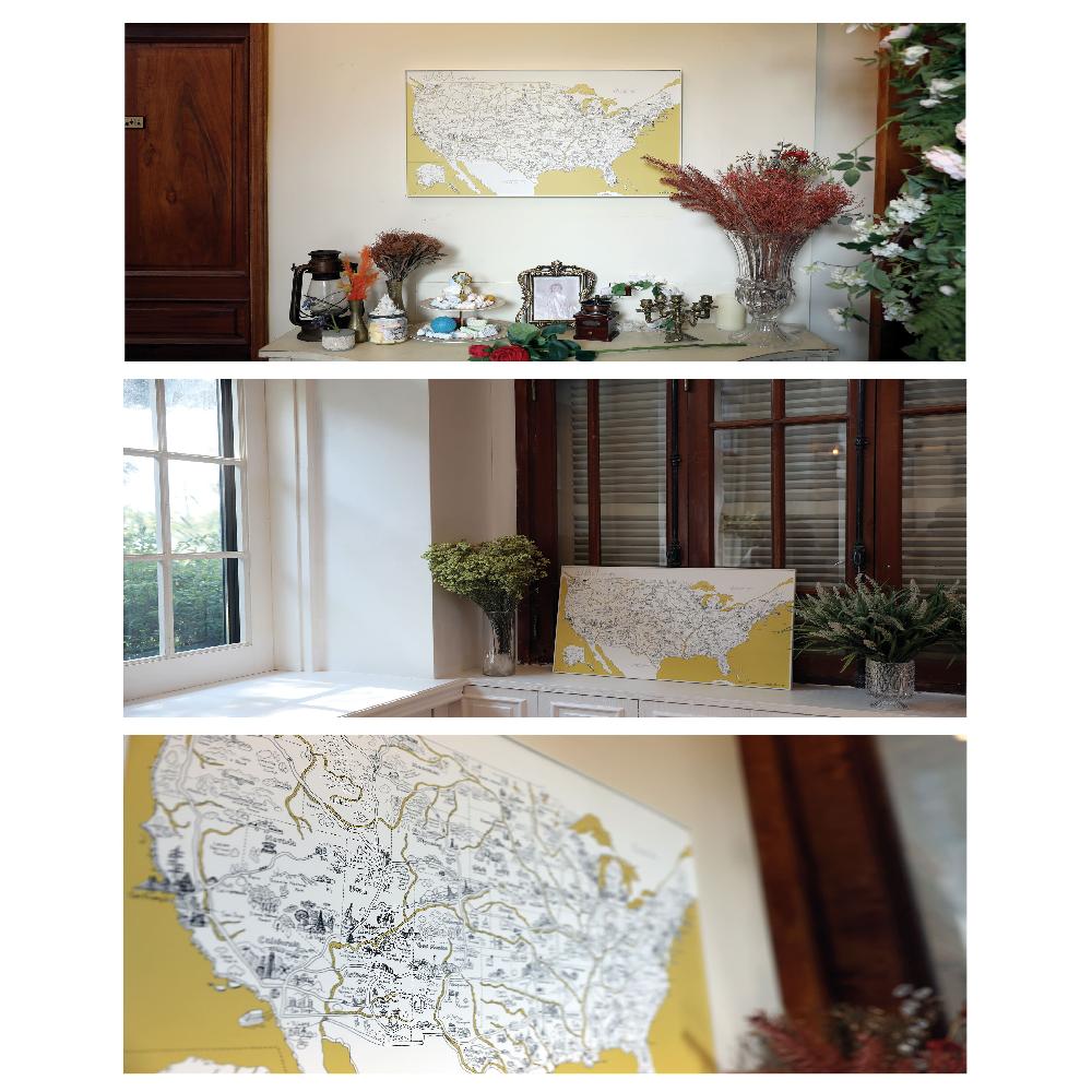 Dream Sky Nation-Map Decorative Coloring Painting DIY Paper Continent Map - U.S.A.