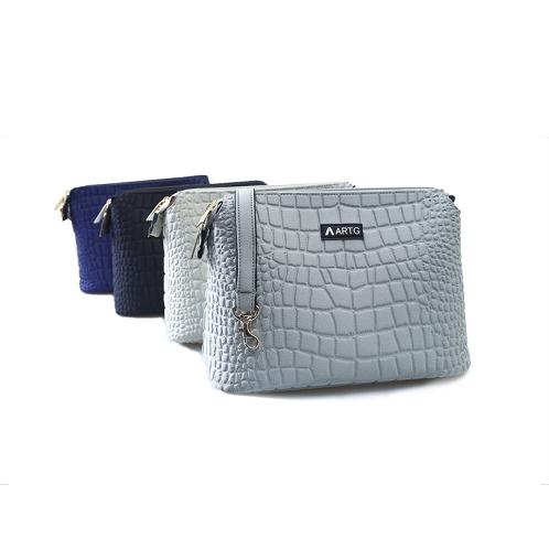 ARTG Neoprene Embo Shoulder Bag (4-piece Set) | bag, fashion, black, organizer, zippered, travel, document, external, phone, pouch, security, pocket, cameras