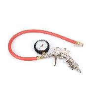 Gun Type Tire Air Pressure Guage 220 Psi Dial Meter Inflating Flexible Hose
