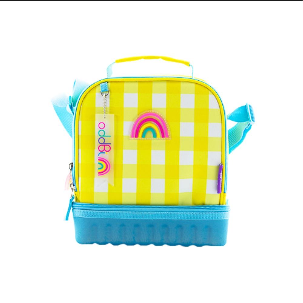 oddbi Happy Checkered 2-Tier Insulation Cooler Bag - pink