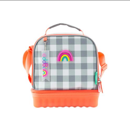 oddbi Happy Checkered 2-Tier Insulation Cooler Bag - pink