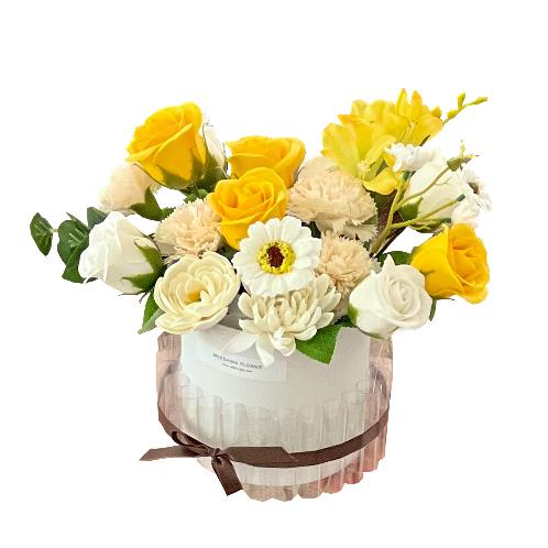  Soap Flower Carnations Center Piece  L (White Yellow)