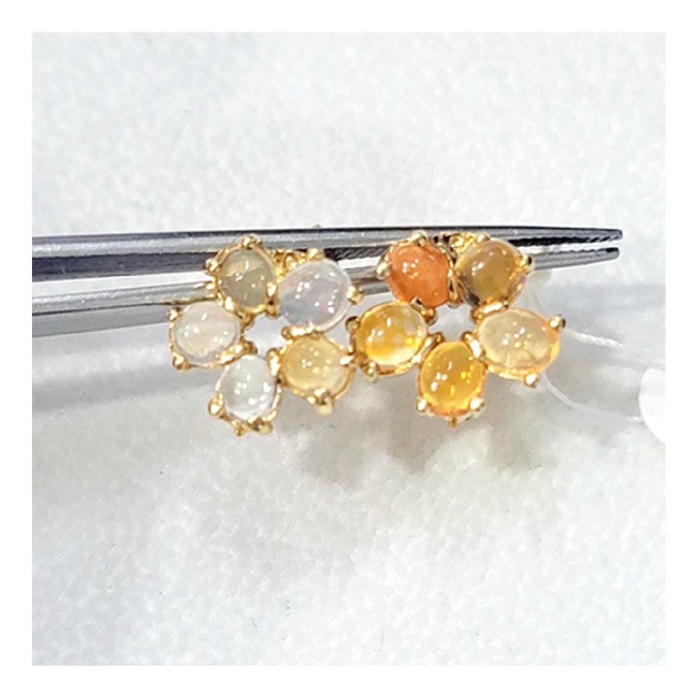 Flower Shaped Opal Colored Gemstone Uncolored Earrings