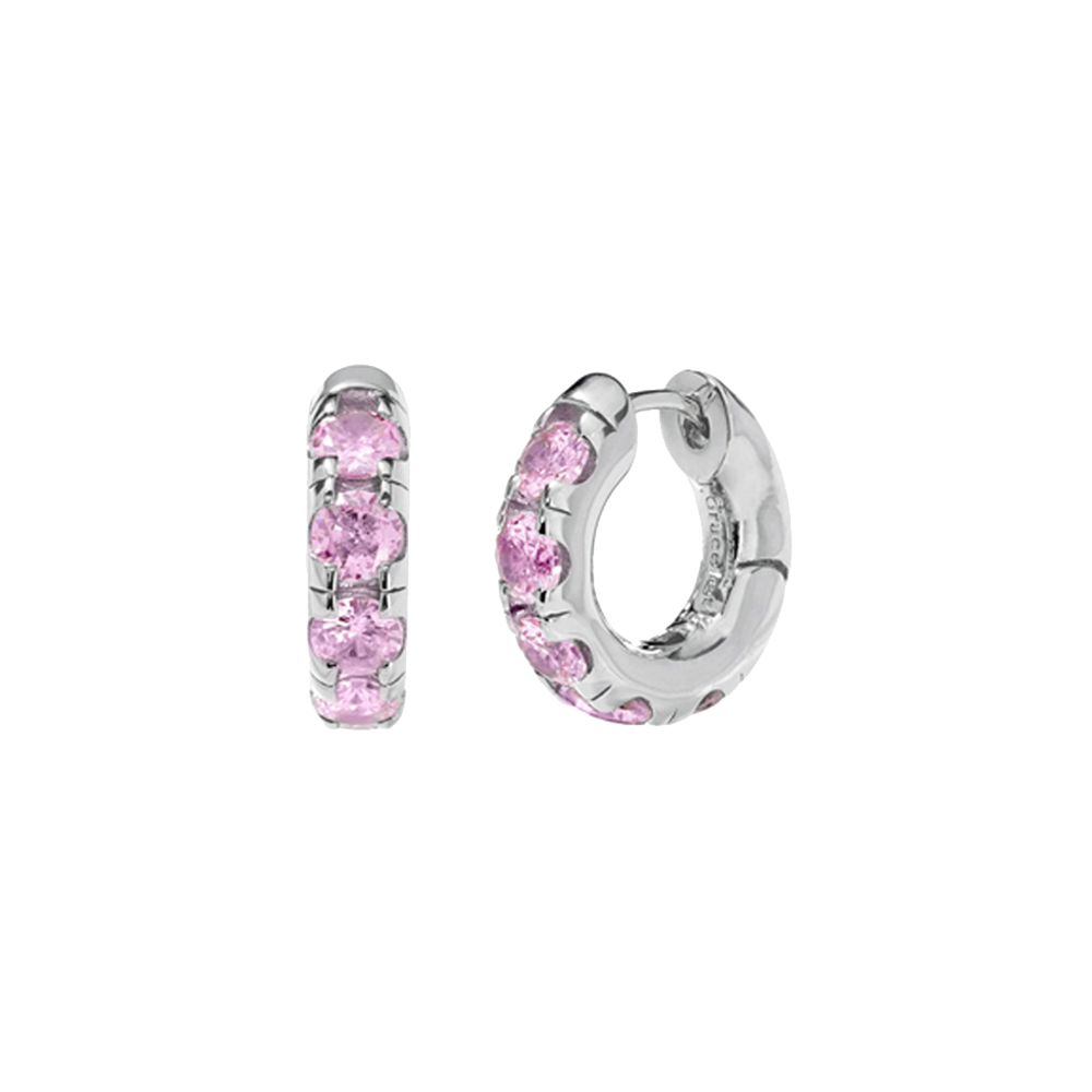 Round Volume Pink Earrings ( S925 )