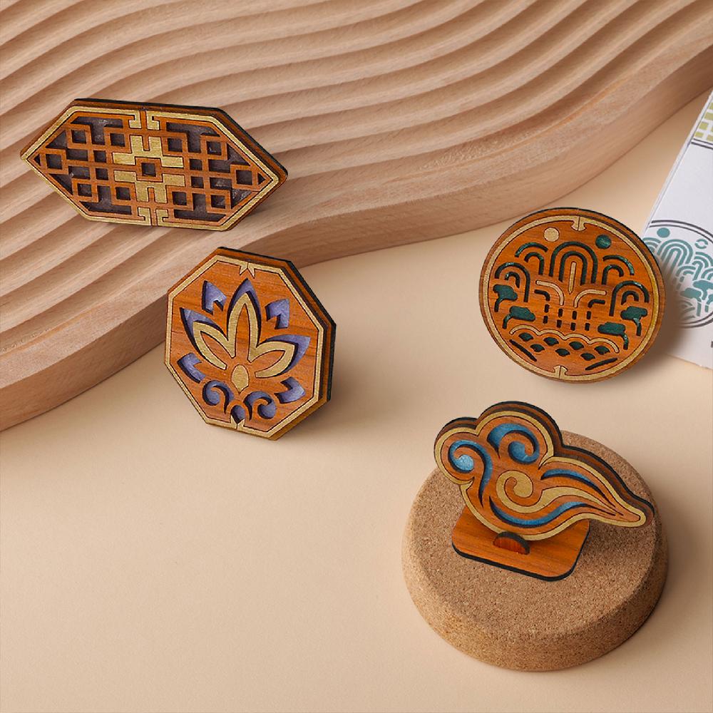 Korean Traditional Pattern Wooden Diffuser Holder / Sun, Moon and the Five Peaks