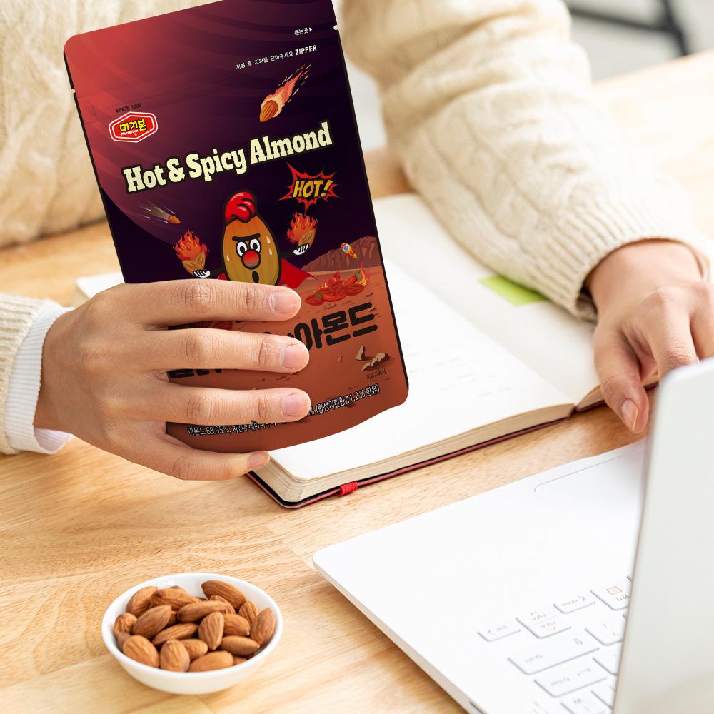 Murgerbon Hot and Spicy Almonds ,Korean Snacks, Healthy Snacks, Office, School, Work, 200g